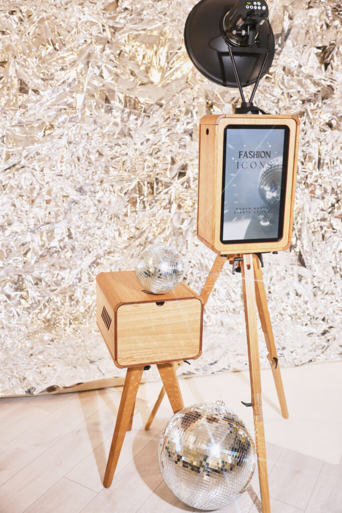 Classic wooden photobooth with warm, timeless aesthetic